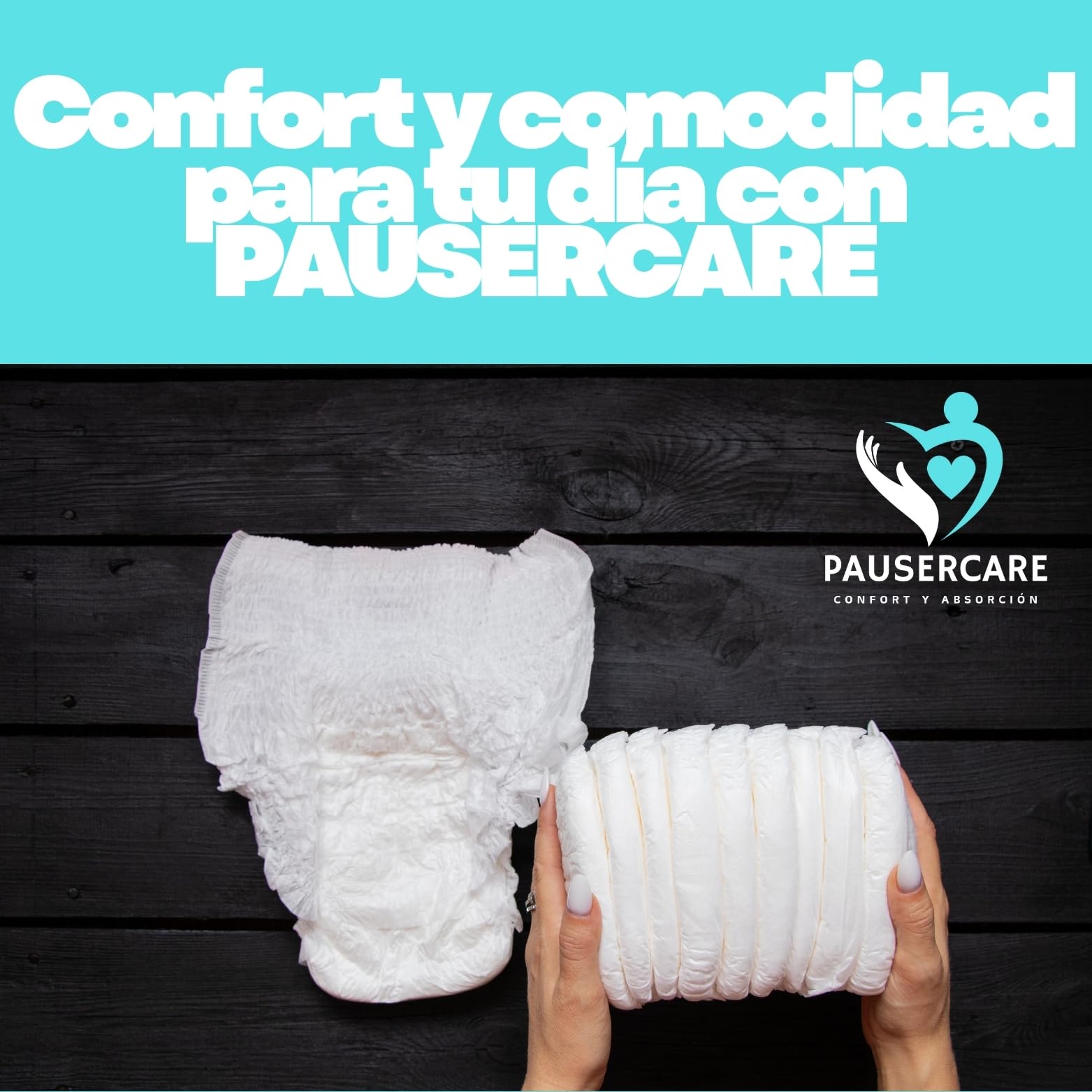 PAUSERCARE Braga Pañal Ropa Interior-Adulto Unisex |Super Absorbentes Para Incontinencia Severa | Hombres & Mujeres | 15 Unidades Desechables | Máxima Protección Discreta | Día y Noche (L-XL)