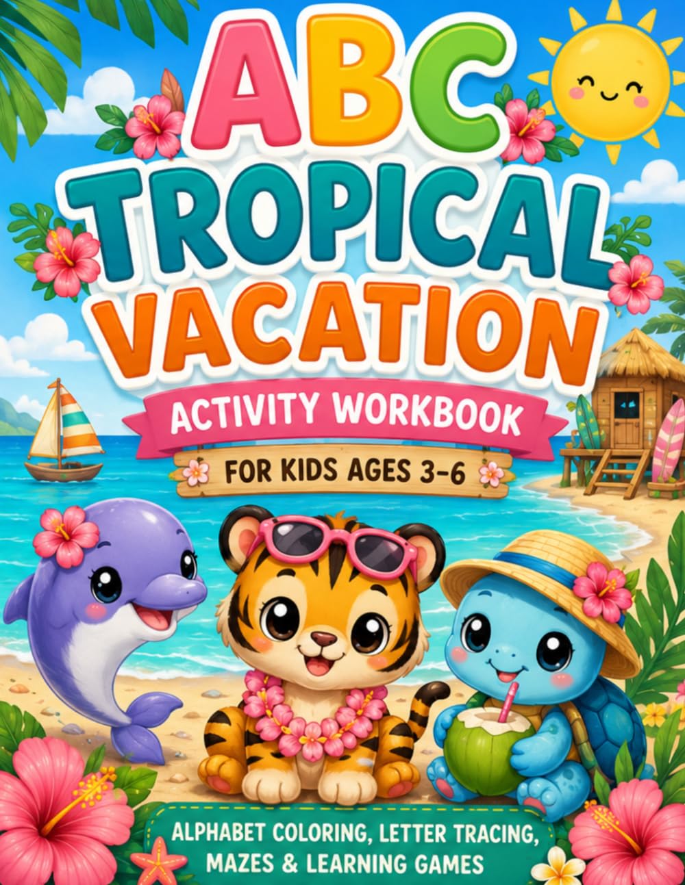 ABC Tropical Vacation Activity Workbook for Kids Ages 3–6: Alphabet Coloring, Letter Tracing, Mazes & Learning Games: A Fun Preschool Learning Book ... Activities (ABC Vacation Adventures Series)