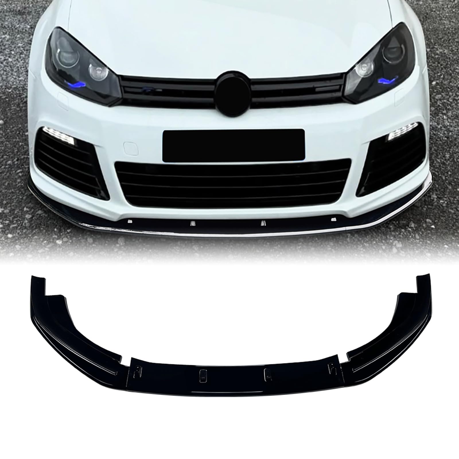 Kit spoiler paraurti anteriore per Volkswagen VW Golf 6 MK6 R 2010 – 2013 nero lucido, effetto fibra di carbonio