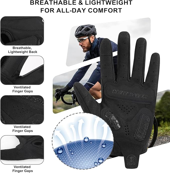 Guantes de ciclismo para hombre y mujer, con dedos completos y pantalla táctil miniatura 4