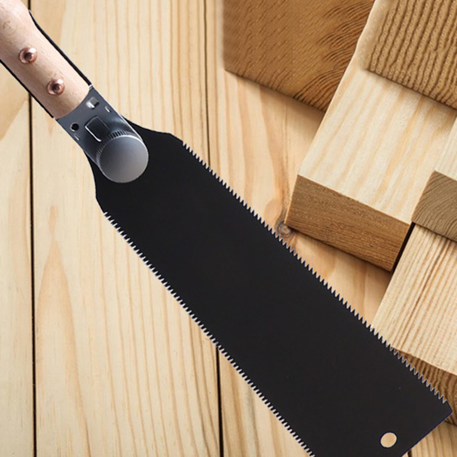 Sierra de mano pequeña japonesa para carpintería, corte al ras con mango de madera, bordes rectos, herramienta de aserrado para carpintería