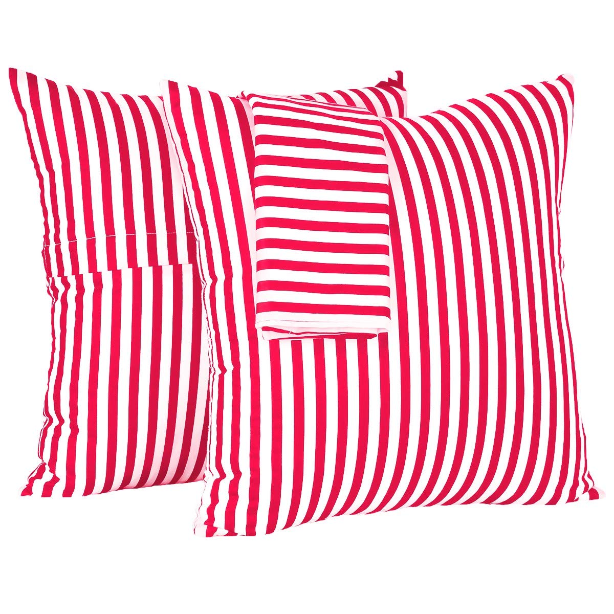Taies d'oreiller en coton à rayures rouges 45x45 cm Rockclous