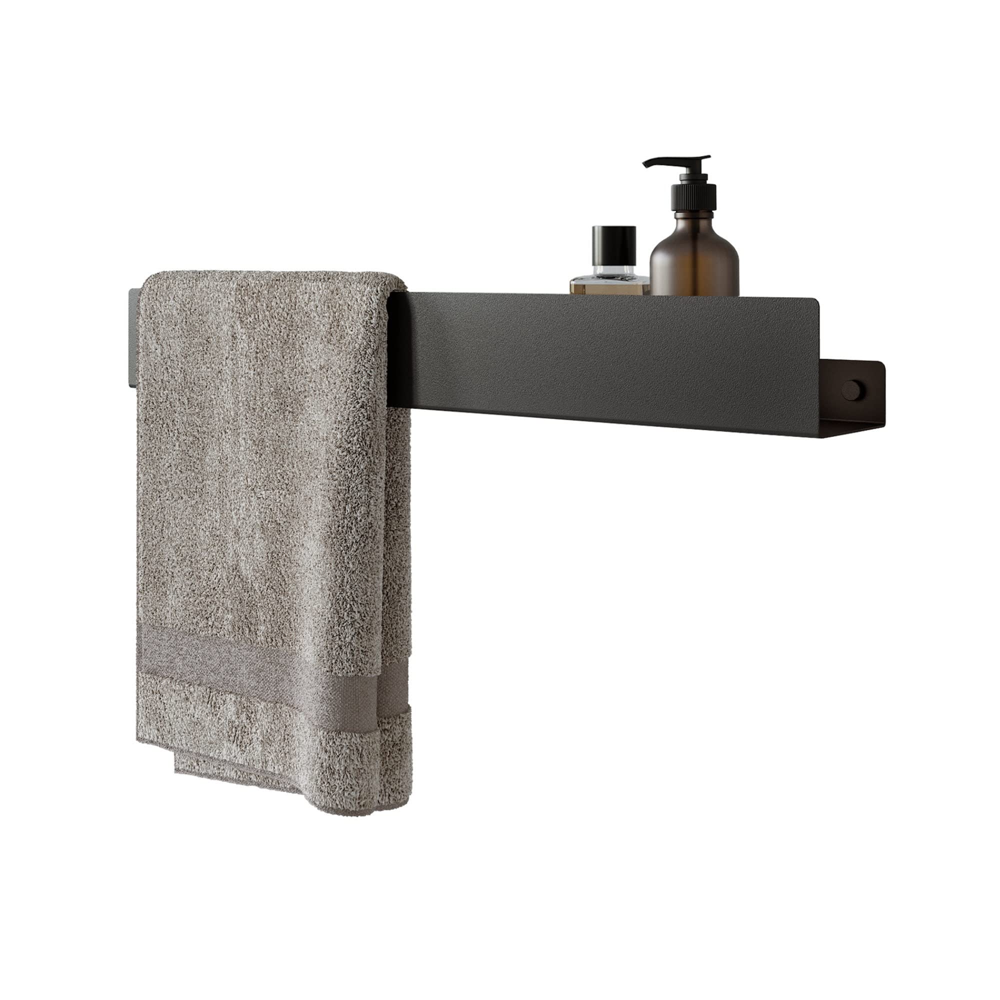 Mensola Da Bagno In Legno Massello - NevStp, Con Gancio, 60 Cm, Noce Nero - Foto 6