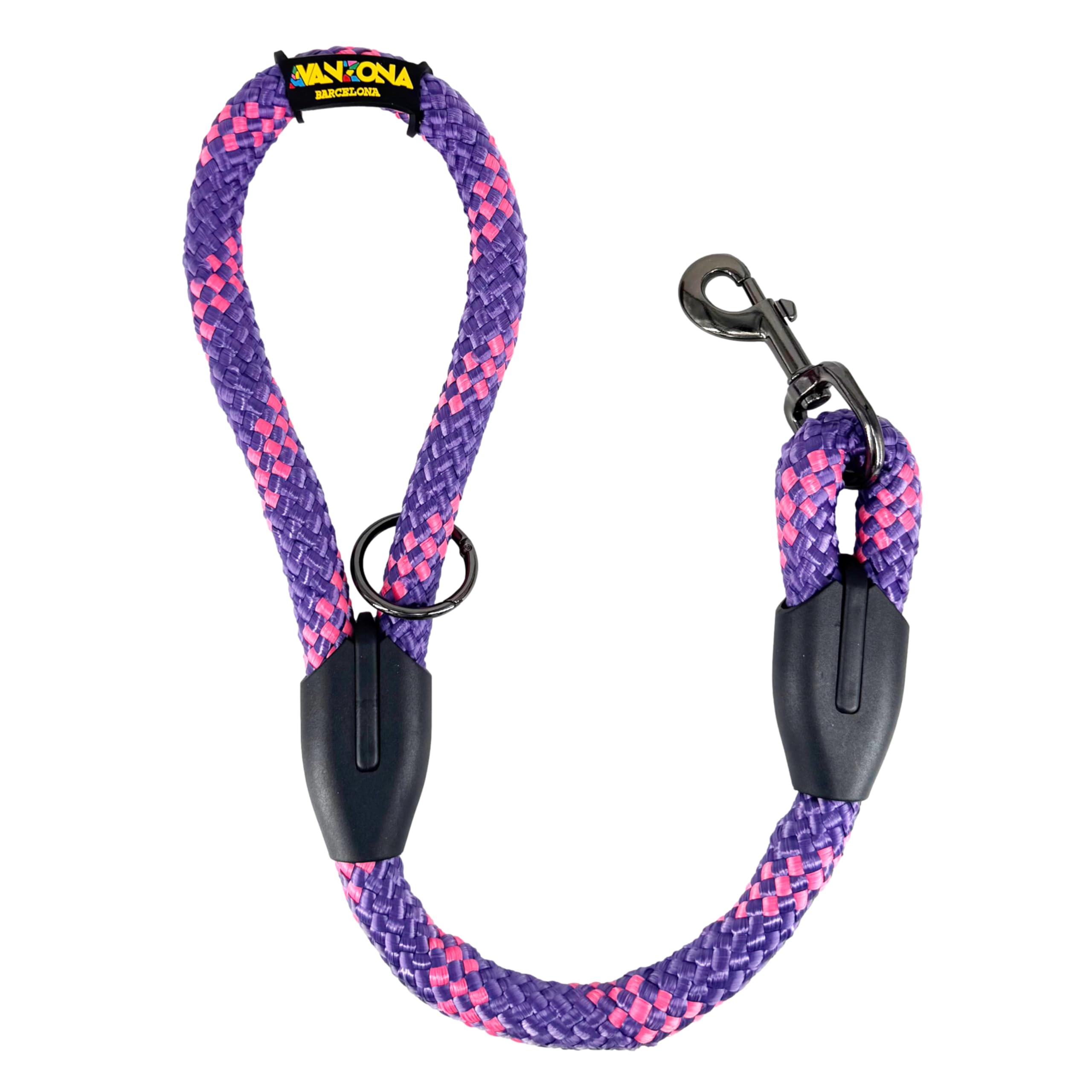 Dog leash, thick nylon rope for medium and large dogs. 60cm. Violet with Pink, 60 cm