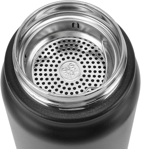 Miniatura 5 de Botella de agua de acero inoxidable botellas aisladas ligeras negras a prueba de fugas, ideal para viajes y uso en la oficina