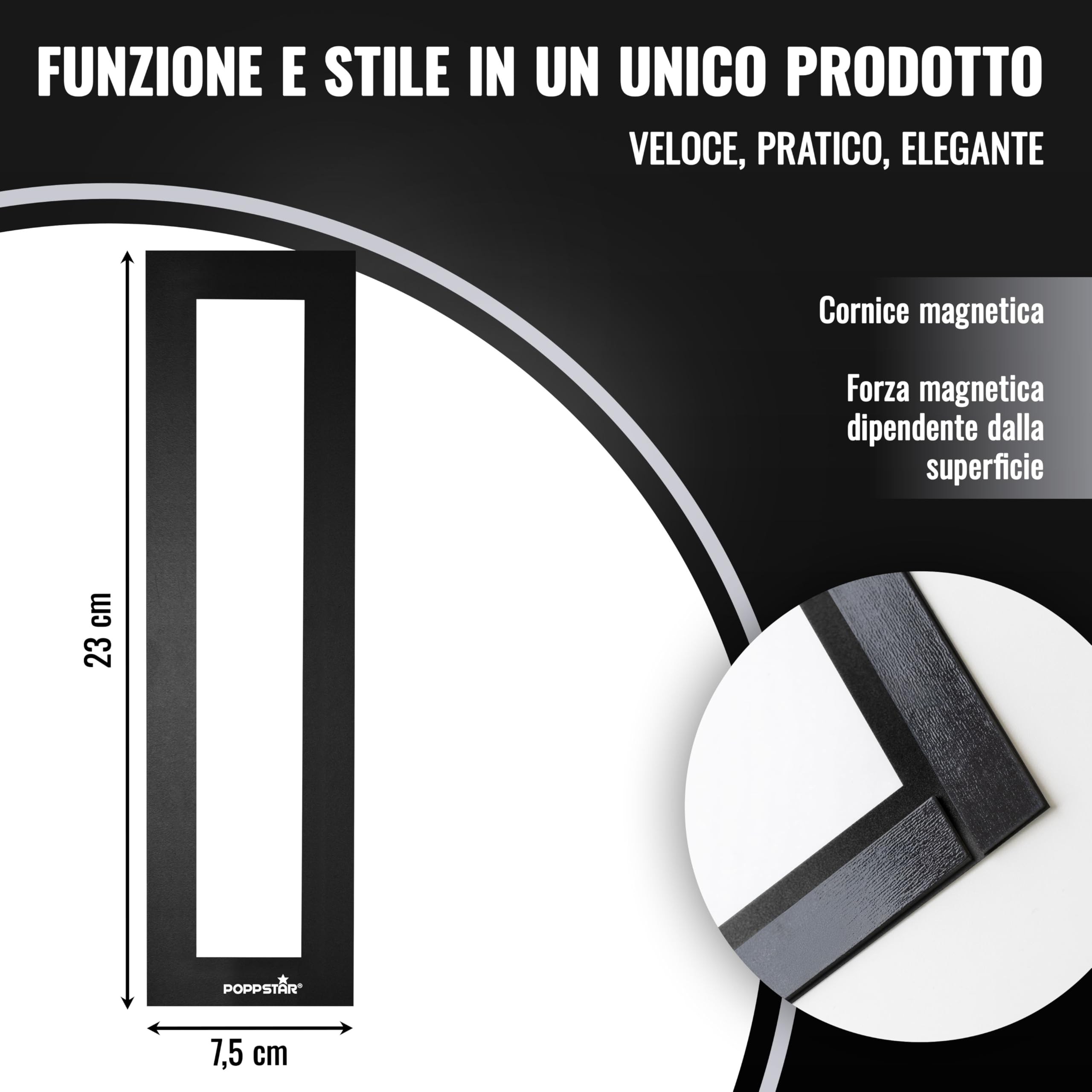 POPPSTAR Cornice magnetica calamitata con chiusura magnetica, nero, 10 pezzi