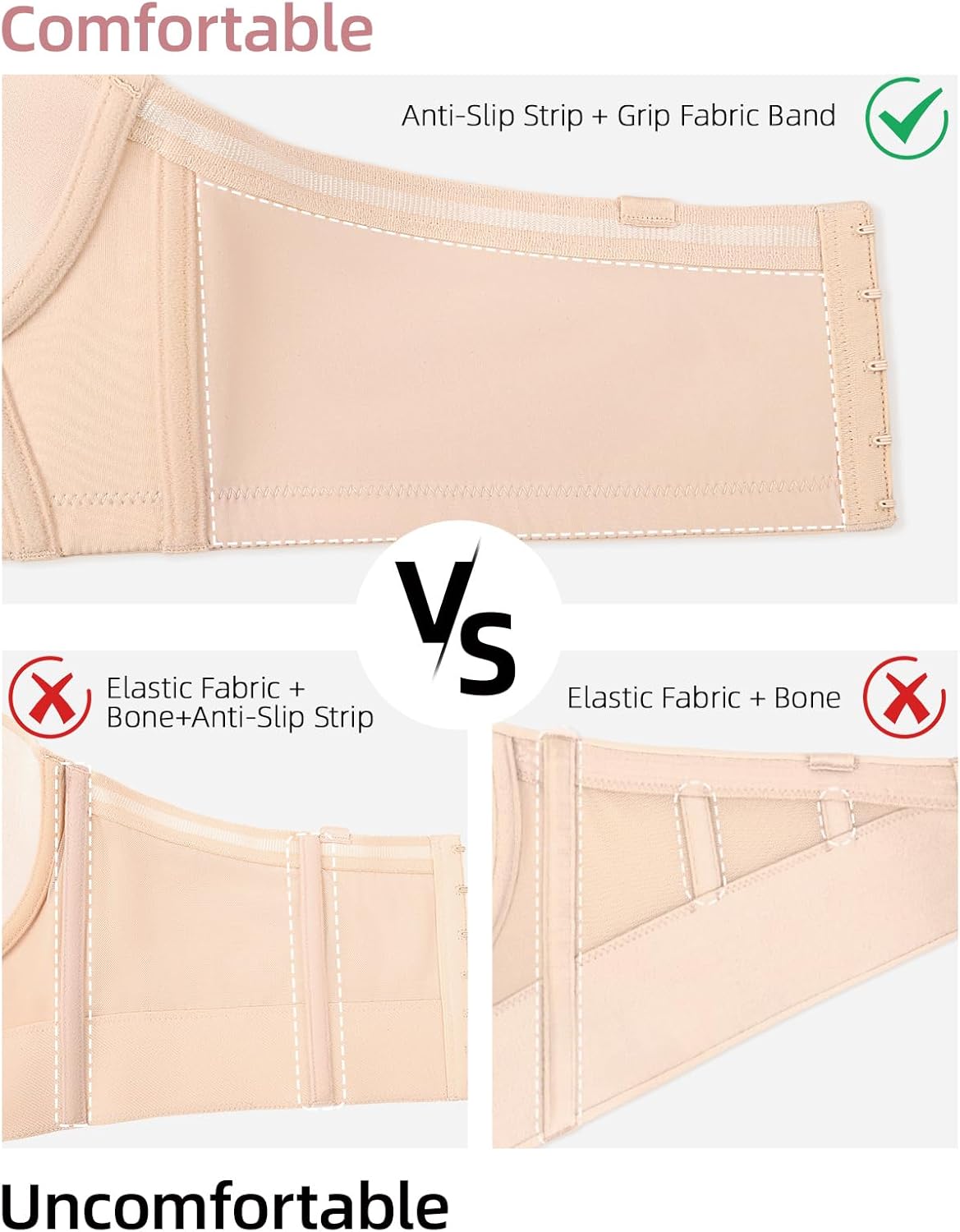 Strapless Bras for Women Large Breasts Longline Plus Size Corset Lift Up Full Coverage Bra - Image 5