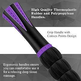 MZDXJ Massage Roller Stick for Athletes, Help Reducing Soreness Cramping Tightness Leg Arms Back Calves Muscle Massager, Purple Black- 18 inch