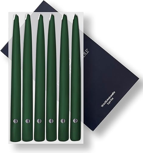 Vista 34 de Colonial Candle Unscented Taper Candle, Handipt Collection, Green, 10 in, Pack of 6 Candlesticks - Up to 8 Hours Burn