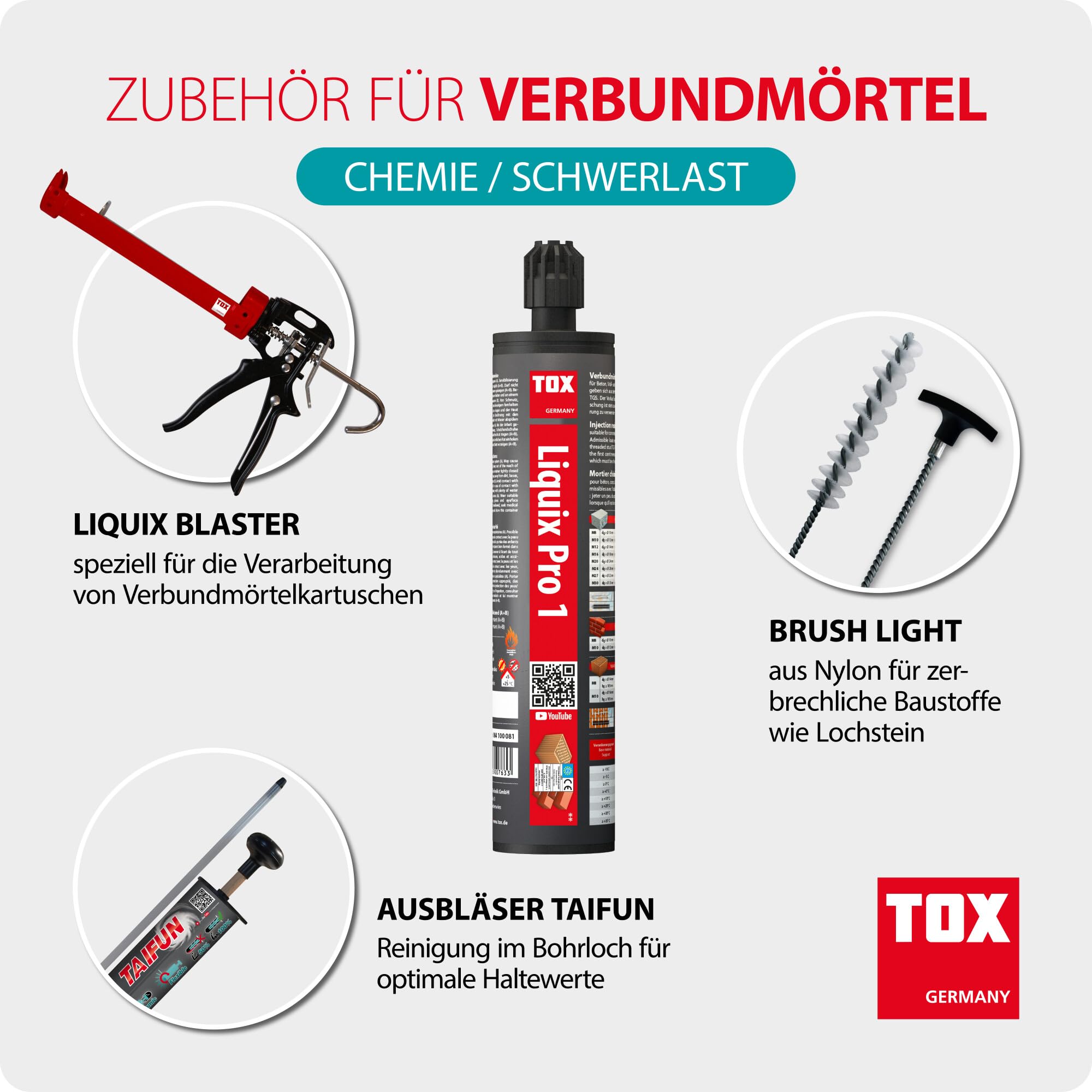 TOX zestaw z Blaster, Taifun + Brush Light M8/M10 + M12/M16, do pustaków i cegły, 084909280