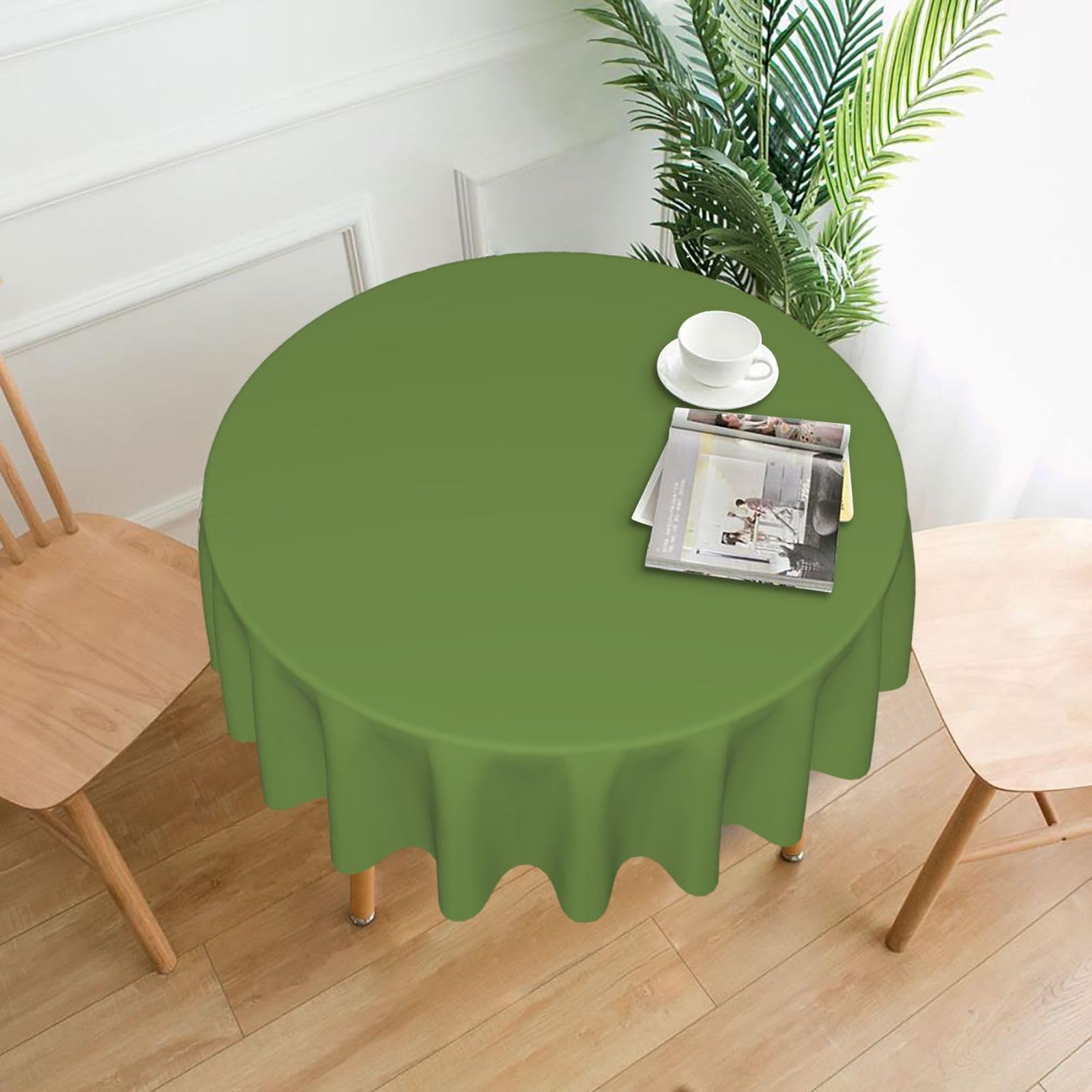 Hjfczh Black Green Mountain Prints Round Table Throw 60 Inch - Waterproof Table Cover - Soft & Wrinkle Resistant Decor Layer For Dinners, Parties & Everyday Use
