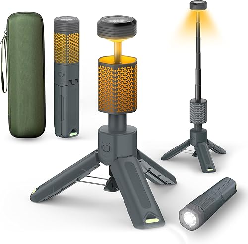 Luz telescópica para campamento, linterna de campamento recargable de 10500 mAh con bolsa de almacenamiento, lámpara magnética regulable, luz de