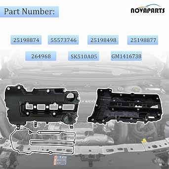 NOVAPARTS Engine Valve Cover with Gaskets & Bolts & Oil Filler Cap Set for 2011-2021 Chevrolet Chevy Cruze Sonic Volt Trax Buick Encore Cadillac ELR 1.4L 264-968 25203036 25198874 55573746 25198498