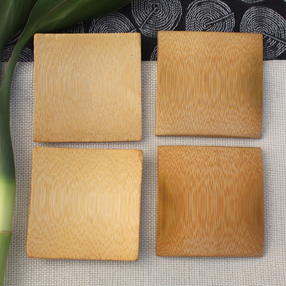 SEWACC 12pcs Snack and Seasoning Plates Set, Square round Side Dish Plates for Appetizers and Desserts, Natural Food-grade Serving Dishes for Kitchen and Dining Random Color
