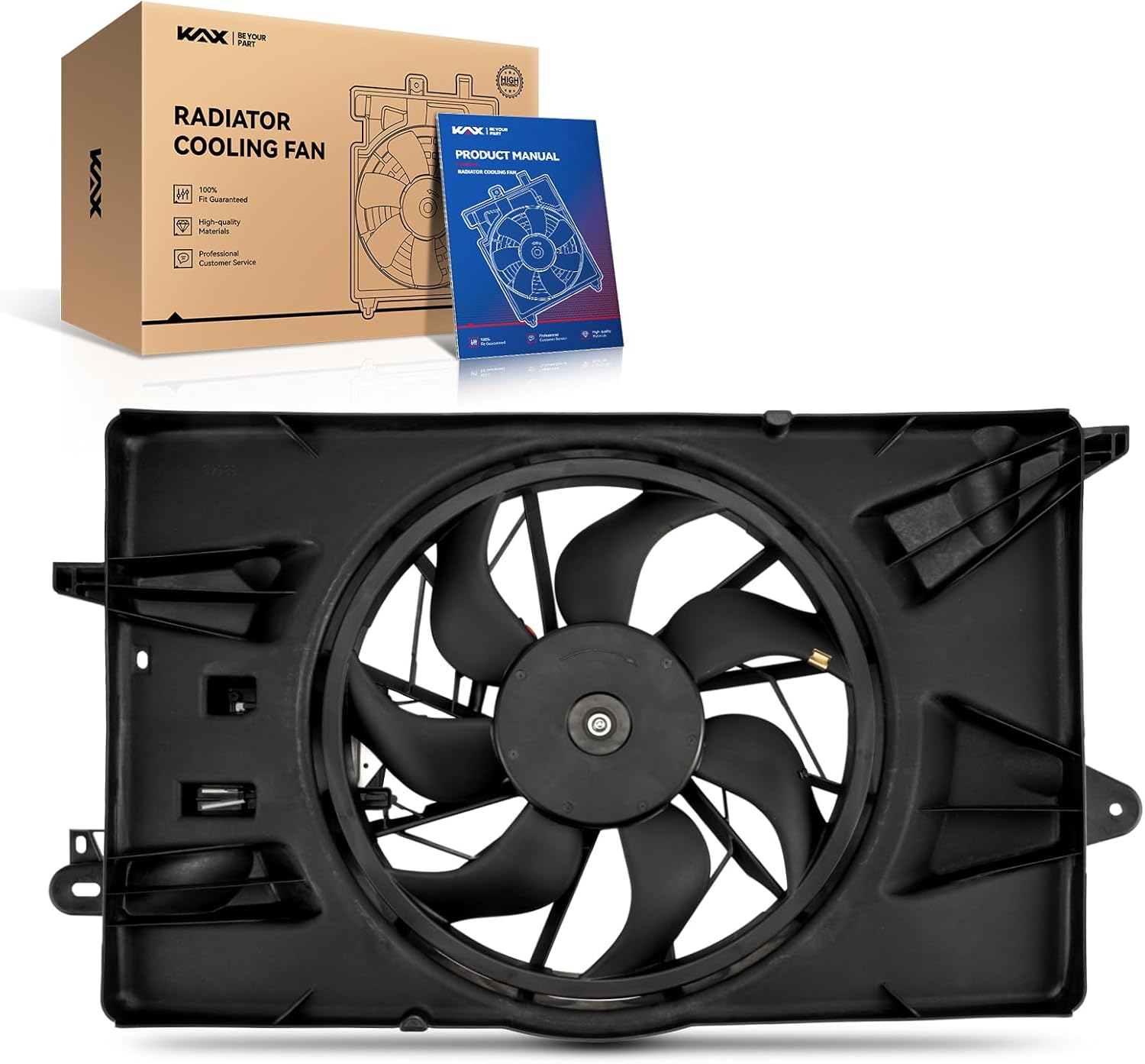 KAX Engine Radiator Cooling Fan, Compatible with 2014-2020 Cherokee 2.4L, 2019-2020 Cherokee 3.2L, 2015-2017 200, Replace # 621114, 68205996AC, 68205996AB, 68205996AA, 68197298AB