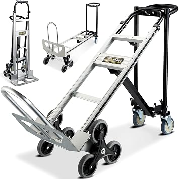 CSHT-2243B 3 in 1 Industrial Convertible Aluminum Hand Truck Dolly Cart, 1000 LBS Capacity, Heavy Duty Stair Climbing Utility Trolley Platform Cart with Wheels for Transport & Moving