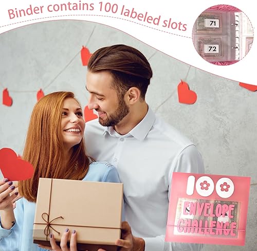 Miniatura 7 de Carpeta pequeña para ahorrar dinero con 100 sobres, libro de presupuesto de ahorro de almacenamiento para 100 sobres, kit de desafío de ahorro de