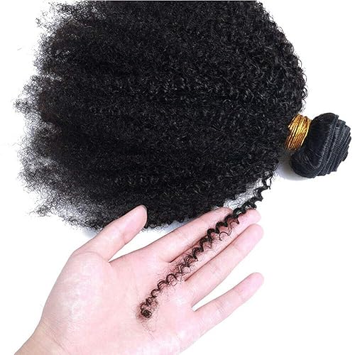 Miniatura 4 de Paquetes de cabello humano rizado afro mongol de 101214 pulgadas, 4B 4C Afro Kinkys a granel de cabello humano para mujeres negras, extensiones de