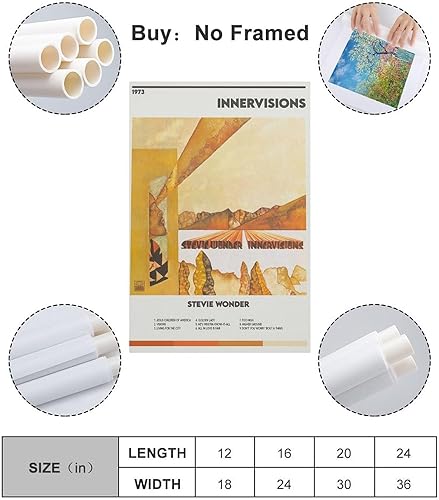 Miniatura 2 de BATTTX Stevie Wonder Innervisions - Póster de lienzo decorativo para pared, sala de estar, dormitorio, decoración, regalo, sin marco, 12 x 18