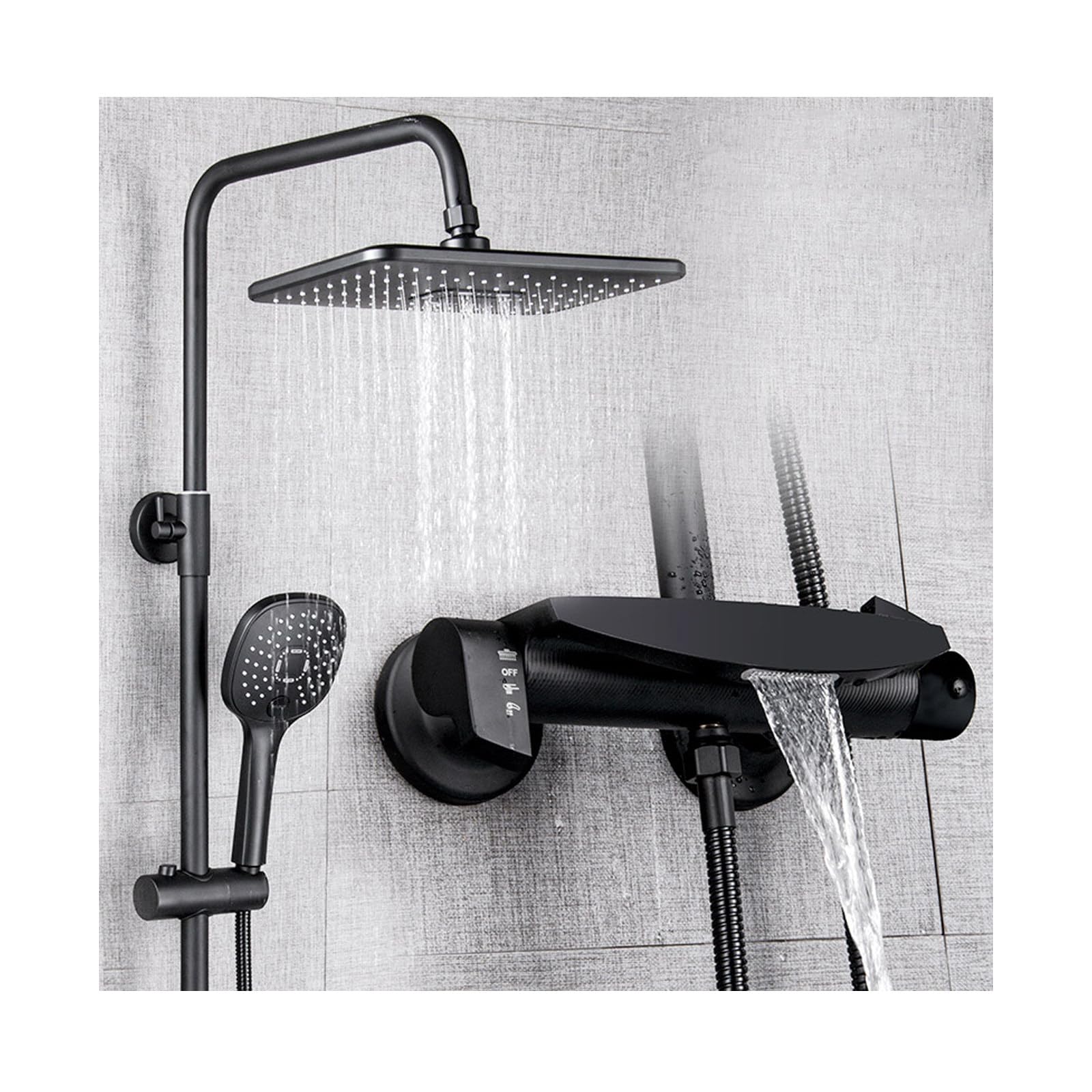 Accessoires de douche à hauteur réglable finition noir mat