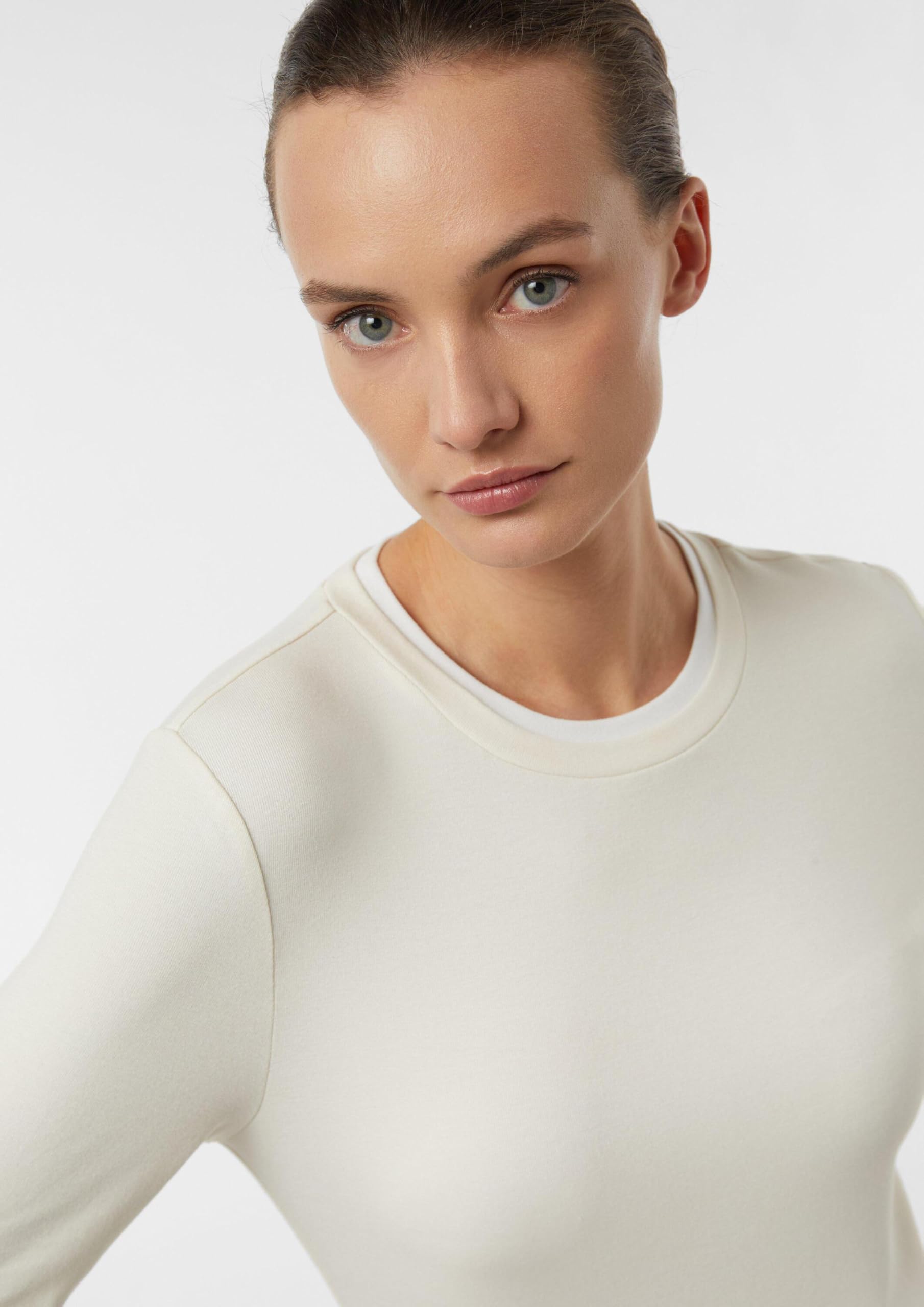 Comma Longsleeve aus Viskose mit Kontrast-Doppelbündchen