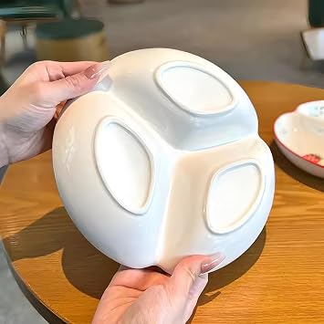 Divided Plate Porcelain, 8 Inch Portion Control Plates, Healthy Eating Section Plate for Dessert Salad Steak Sushi Spaghetti