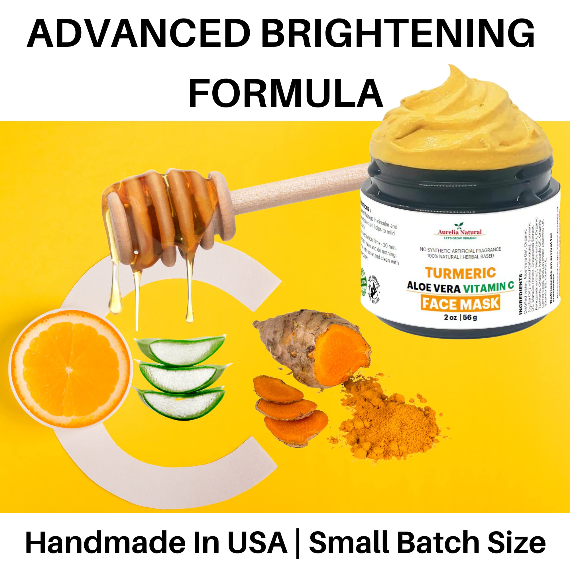 Amazon.com : Turmeric Mask 2 Oz | Vitamin C Aloe Vera Manuka Honey Lavender  | Handmade in USA | Skin exfoliating | Dark Spots | Smooth Skin Tone :  Beauty & Personal Care