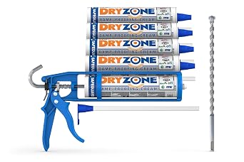 Dryzone Damp Proofing Cream Kit Pack of 5 DPC Injection + Cox Mastic Gun & Drill Bit High-Strength, BBA & WTA Approved Rising Damp Treatment.