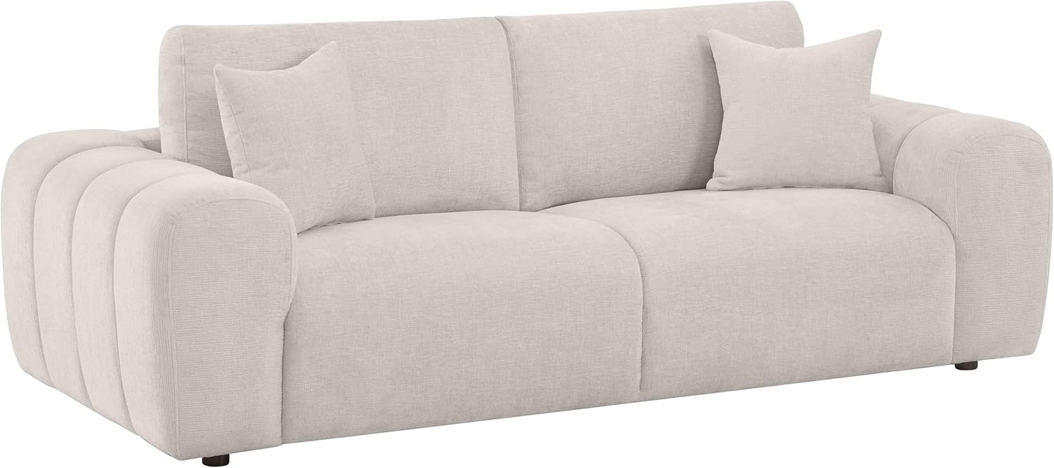 Coaster Home Furnishings - Burnett - Chenille Upholstered Wide Arm Sofa with Low Profile, Channel Detailing, Cushioned Back and Rounded Arms - Living Room - Ivory - 504955