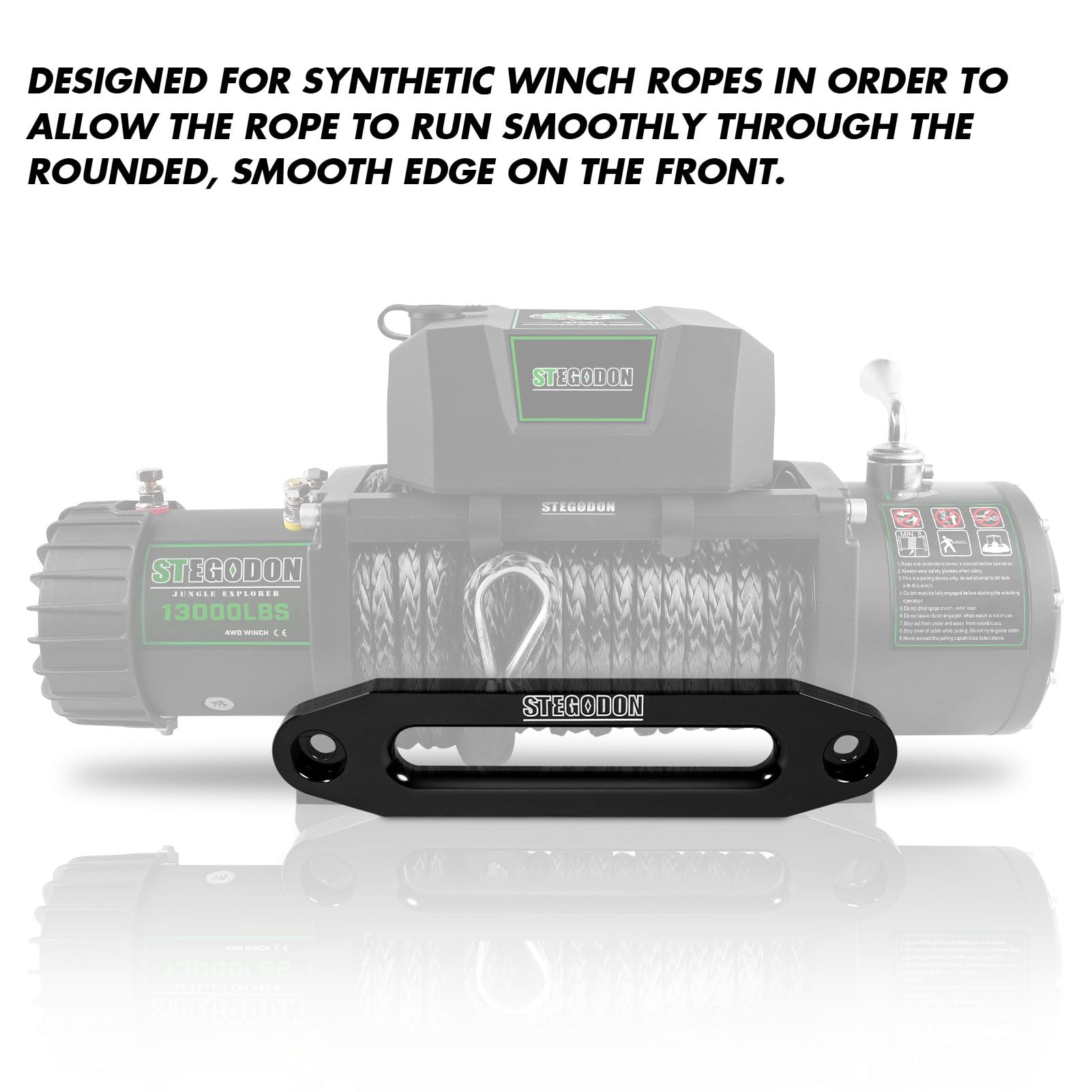 STEGODON 10" Aluminium Winch Hawse Fairlead Black Finish Cast Iron For Synthetic Rope Winch 8000 13000lbs Winch All Black