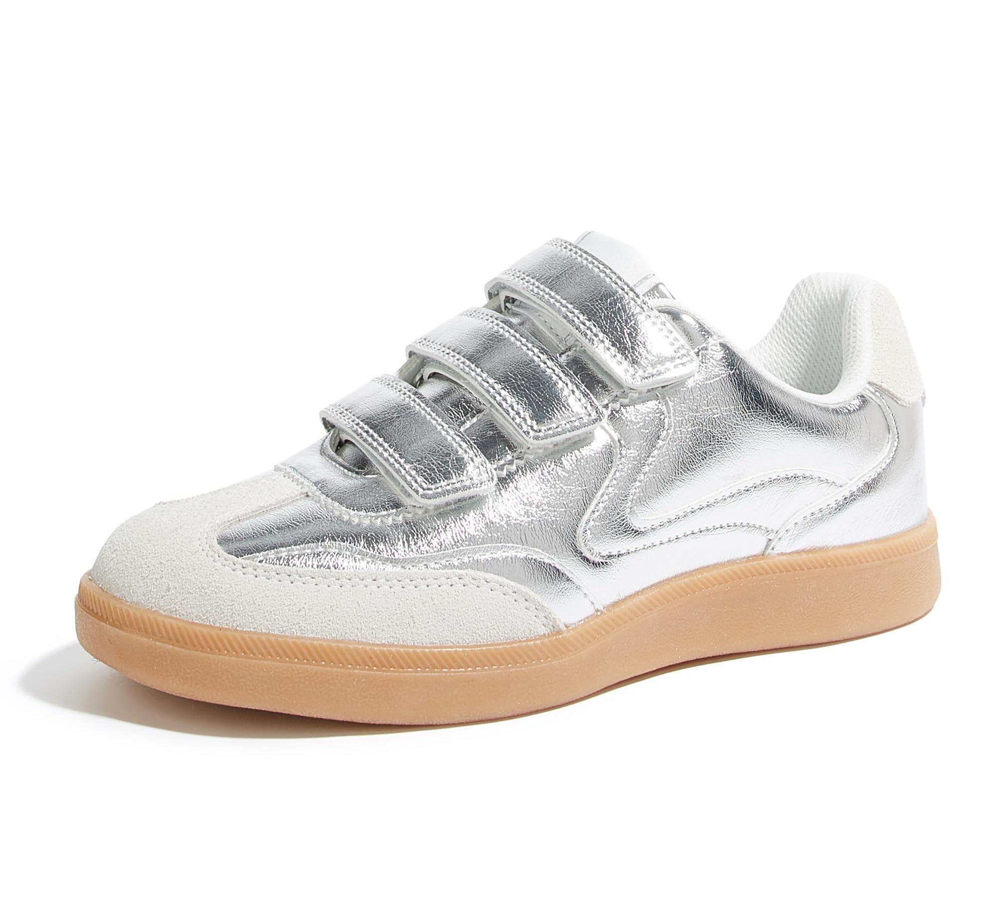 LUCKY STEP Women's Casual Fashion Retro Sneakers Classic Gum Sole Hook and Loop Tennis Footwear Anti Slip Skate Trainers Trendy Walking Shoes