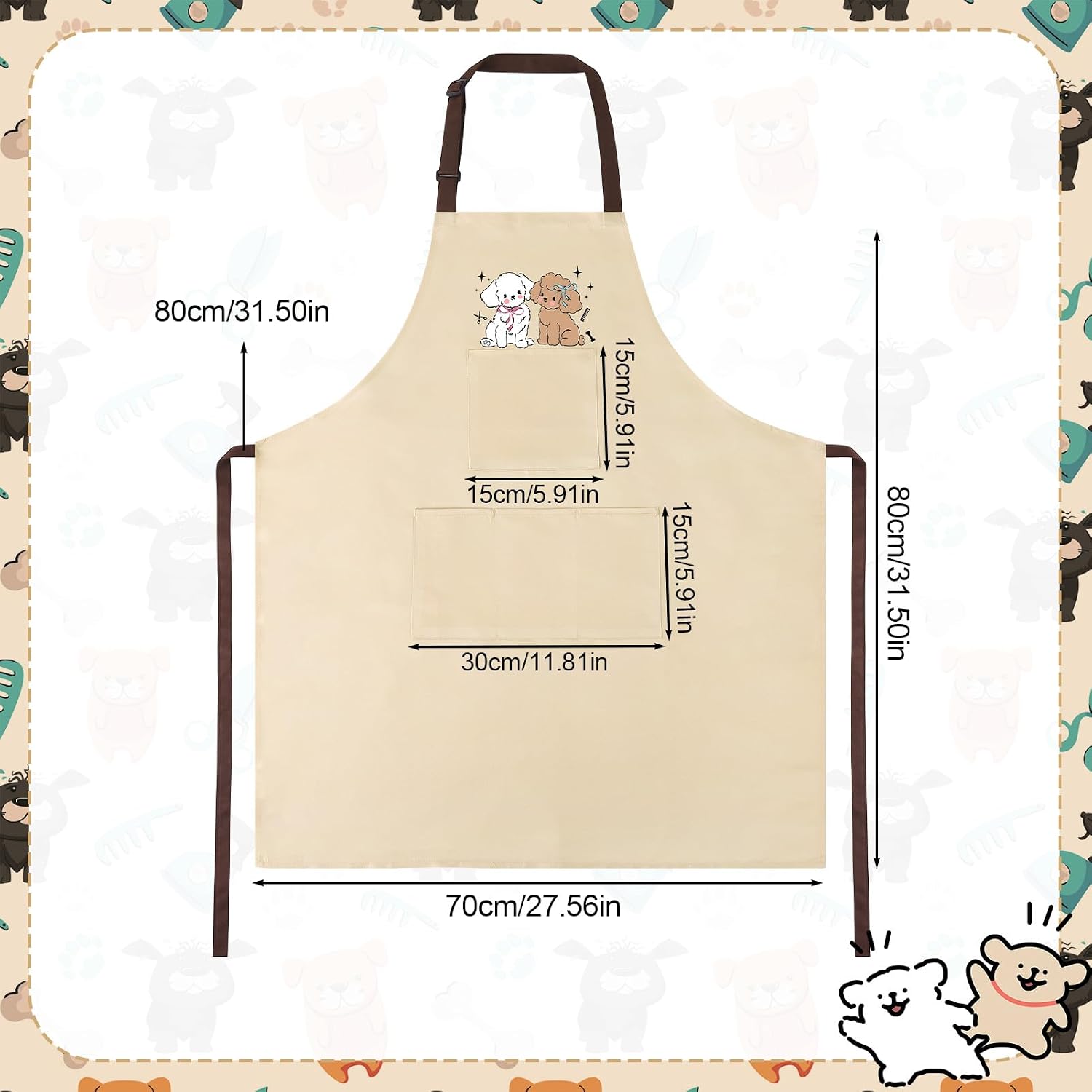 Dog Grooming Apron with 4 Pockets Grooming Apron for Dog Groomer