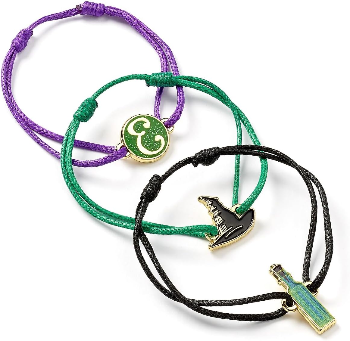 WICKED Elphaba Friendship Bracelet Set of 3 Bracelets - Green, Gold & Purple