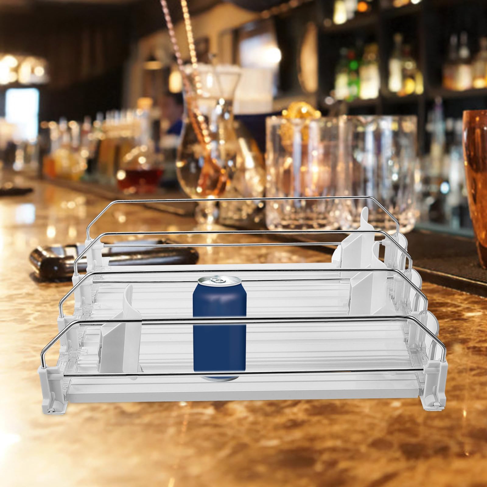 Distributeur Automatique de Boissons Facile à Utiliser Blanc en ABS et Fer, Poussoir de Réapprovisionnement Organise Canettes de Façon Ordonnée pour Supermarchés