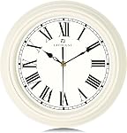 Lafocuse 12 Inch Silent Classic noir horloges murales pour la décoration maison, Rétro cuisine horloge pour le salon, Horloge Murale décoratif, batterie romaine chiffres horloge murale pour bureau de chambre