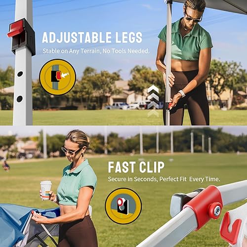 Miniatura 100 de CROWN SHADES - Toldo plegable instantáneo con bolsa de transporte para exteriores, 10 x 10 pies Azul