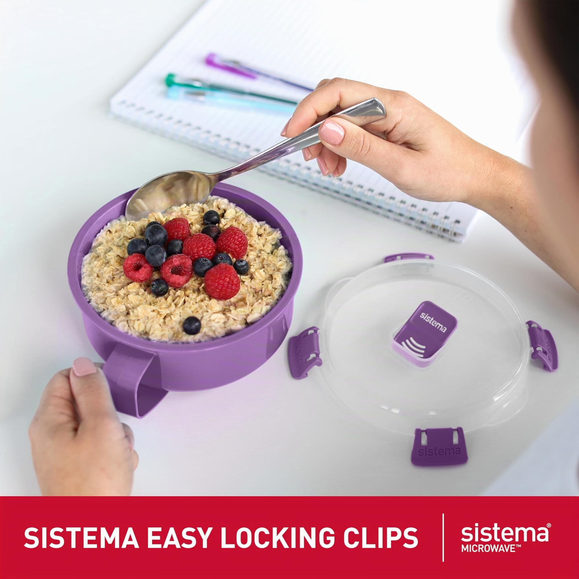 Sistema Contenitori per Microonde | Tazza per Zuppa, Ciotola per Porridge e Ciotola per Noodles | Contenitori per Alimenti per Microonde con Valvole di Rilascio del Vapore | Confezione da 3