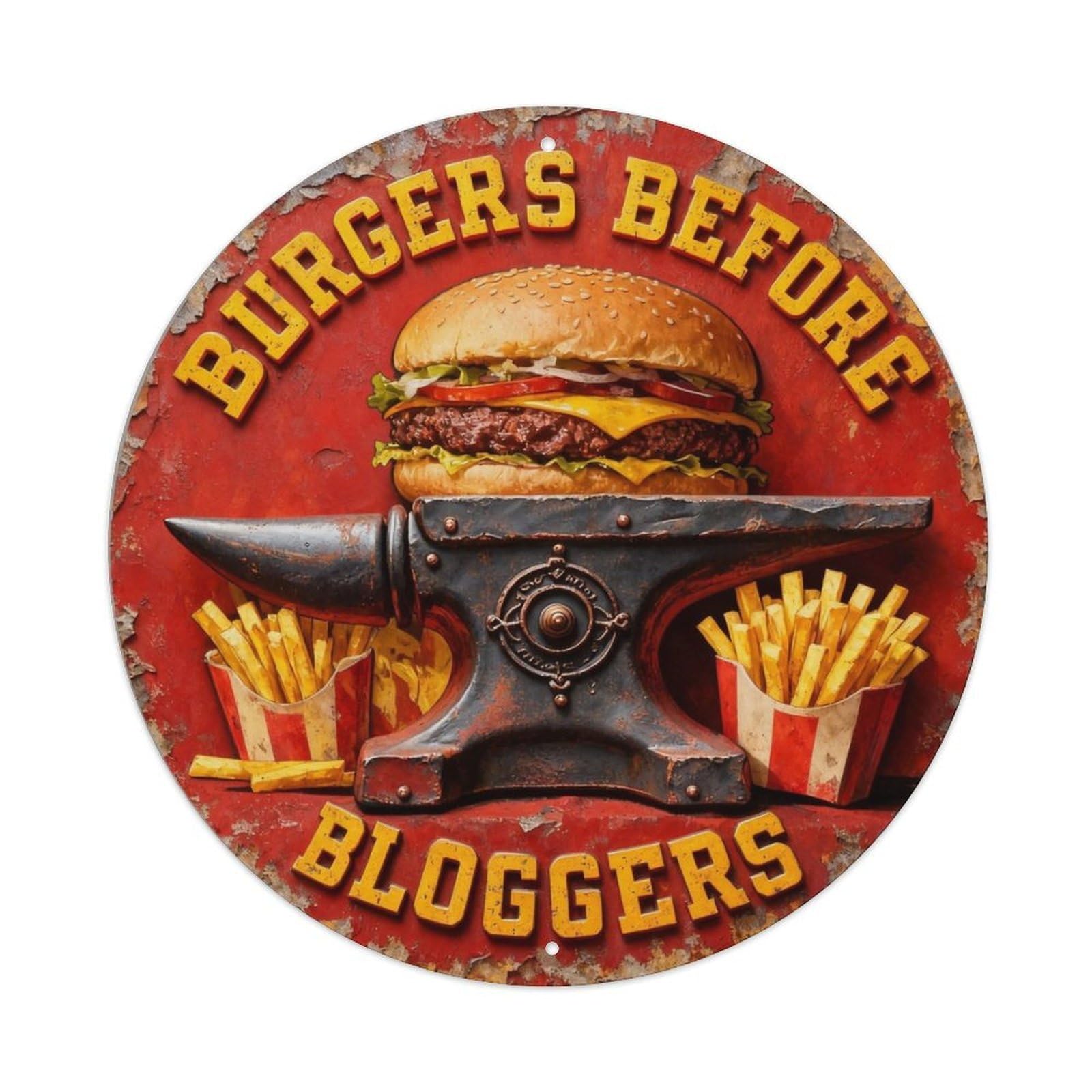 Burgers Before Bloggers Metal Tin Sign Plaque