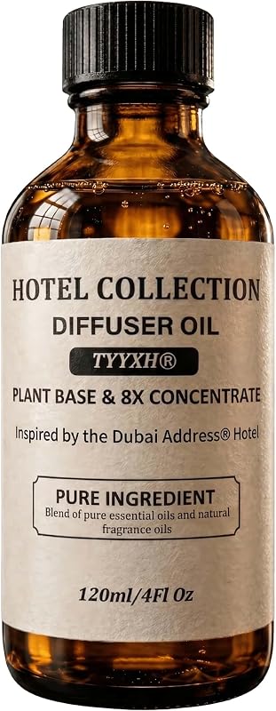 Hotel Scents Dubai Inspired by Address Hotel – 4 Fl Oz Glass Bottle | Fragrance and Essential Oil Blend | For Waterless & Cold-Air Diffusers | Fresh Citrus, Green Aromatic, Vetiver & Cedar