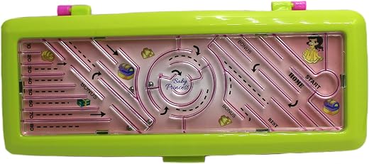NeoKiddo Medium Size Plastic Pencil Box with Two Iron Balls Car Racing Game Single Lock Dual Compartment Stencil Tray Geom...