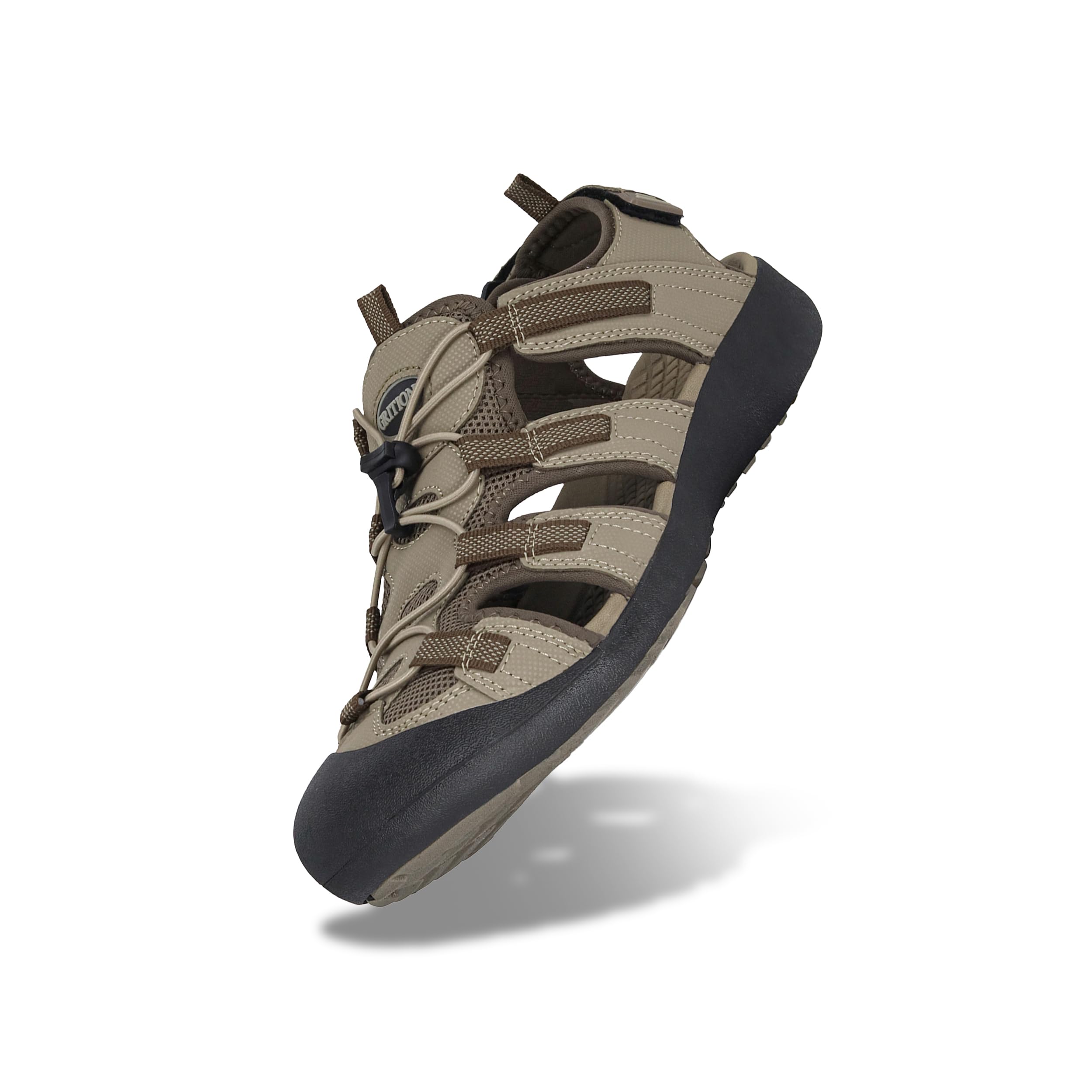 GRITION Men's Walking Sandals Outdoor Sport Adjustable Hiking Sandals Waterproof Quick Dry Protective Toecap Closed Toe for Beach Summer