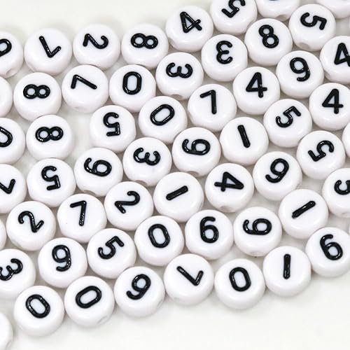 Miniatura 4 de Melius 500 Cuentas de Números Acrílicas en Caja de 10 Compartimentos para Hacer Joyas, Collares DIY, Llaveros, Pulseras (Caja 4x7mm, Blanco)
