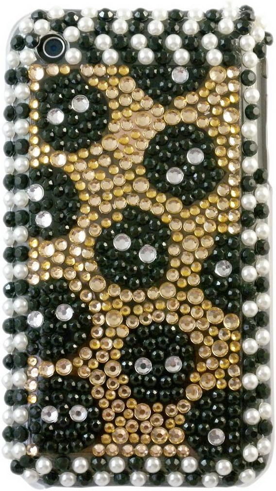CASETRONICS Gold & Black & White Crystal Jewellery Hard Case for Apple iPhone 3G / 3GS