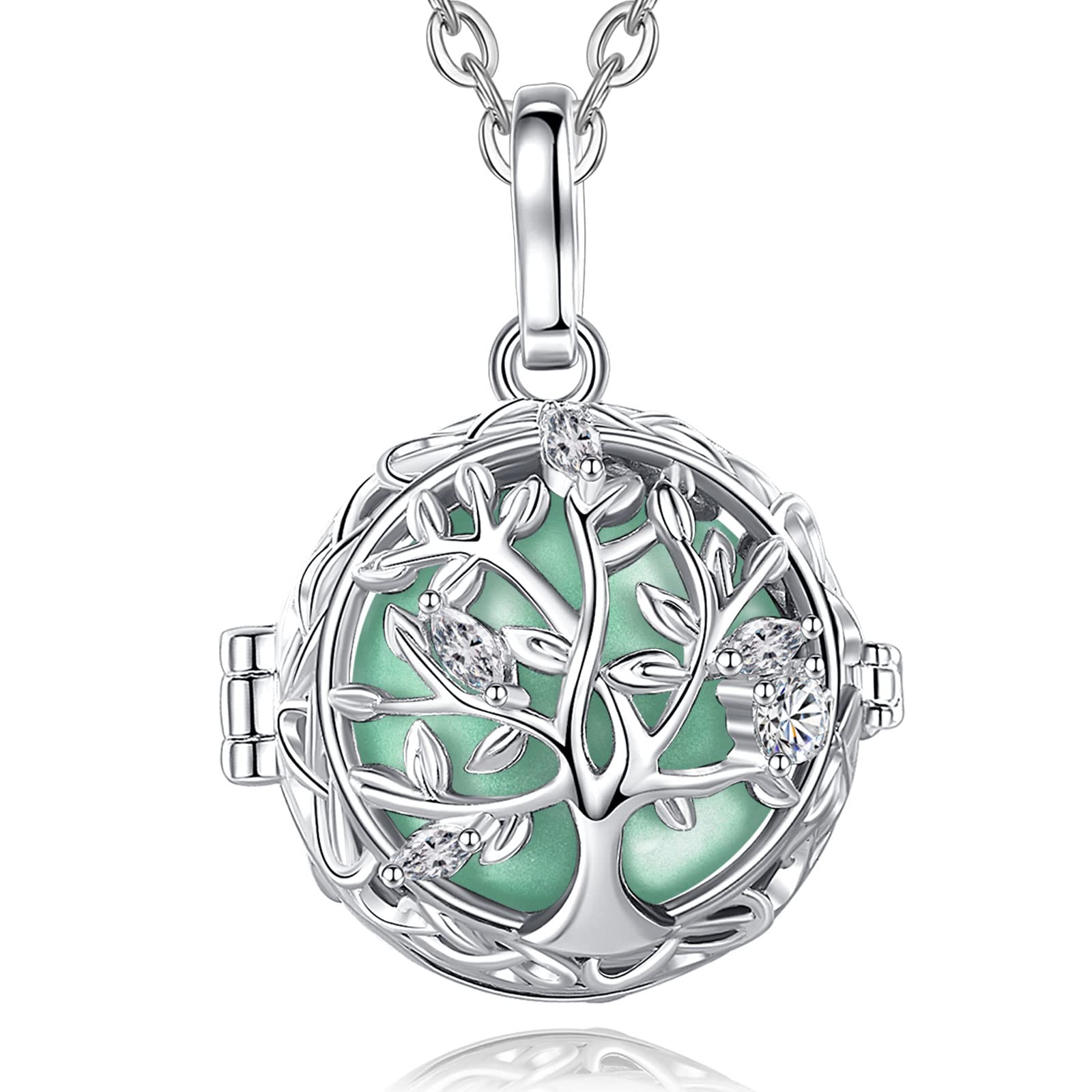 AEONSLOVE Collana Chiama Angeli Gravidanza Bola Messicana Ciondolo Albero della Vita per Futura Mamma, 2 Catene