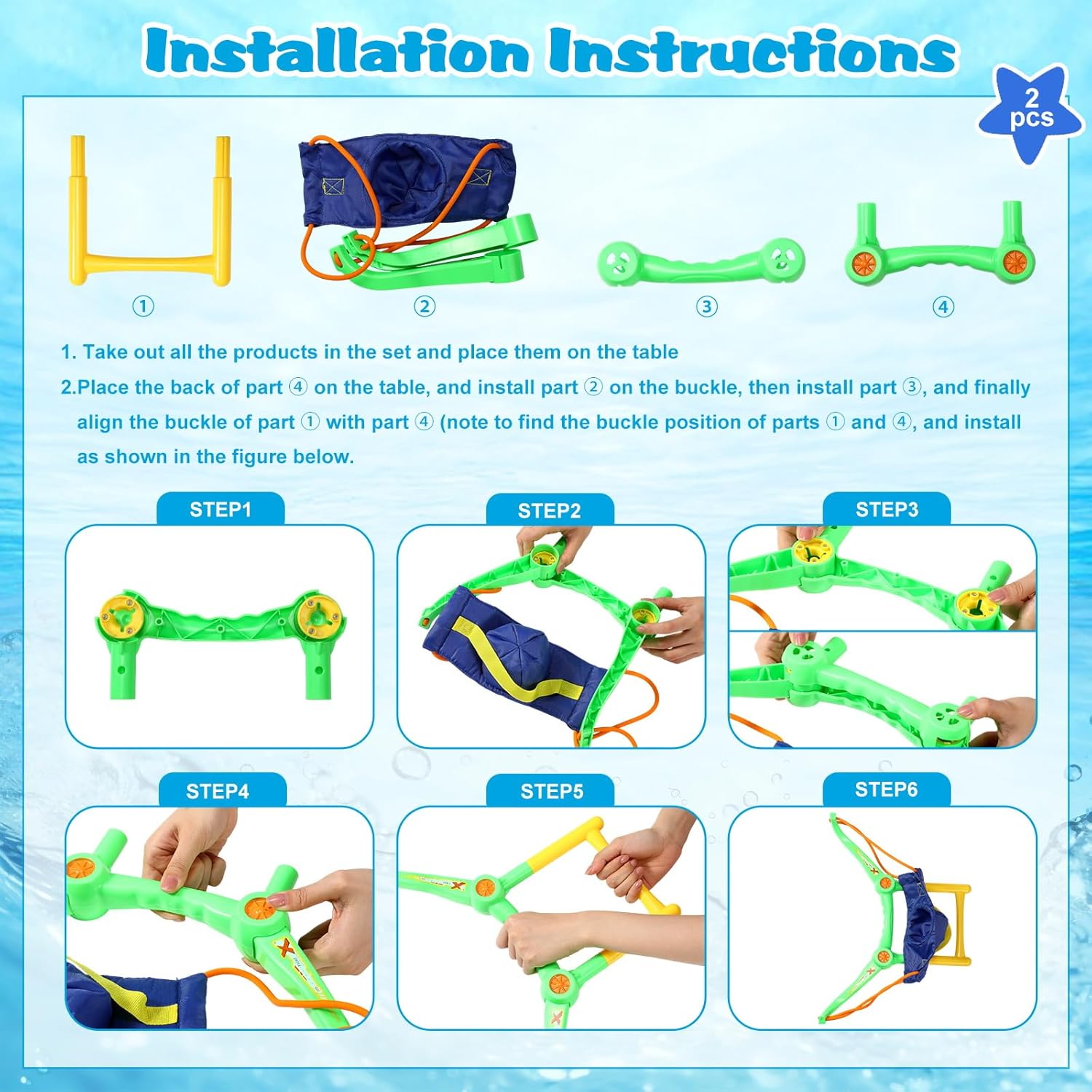 Soulchen 2 Pack Water Balloon Launcher Slingshots for Kids Adults Summer Outdoor Slingshot Beach Toy Game for Backyard Pool Water Fight Play