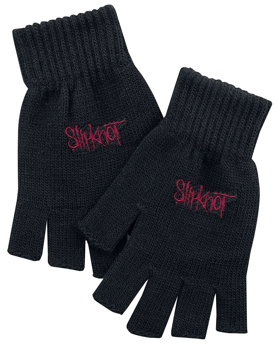 Guantes sin dedos Slipknot Logo ropa de metal unisex mitones negros regulares 6