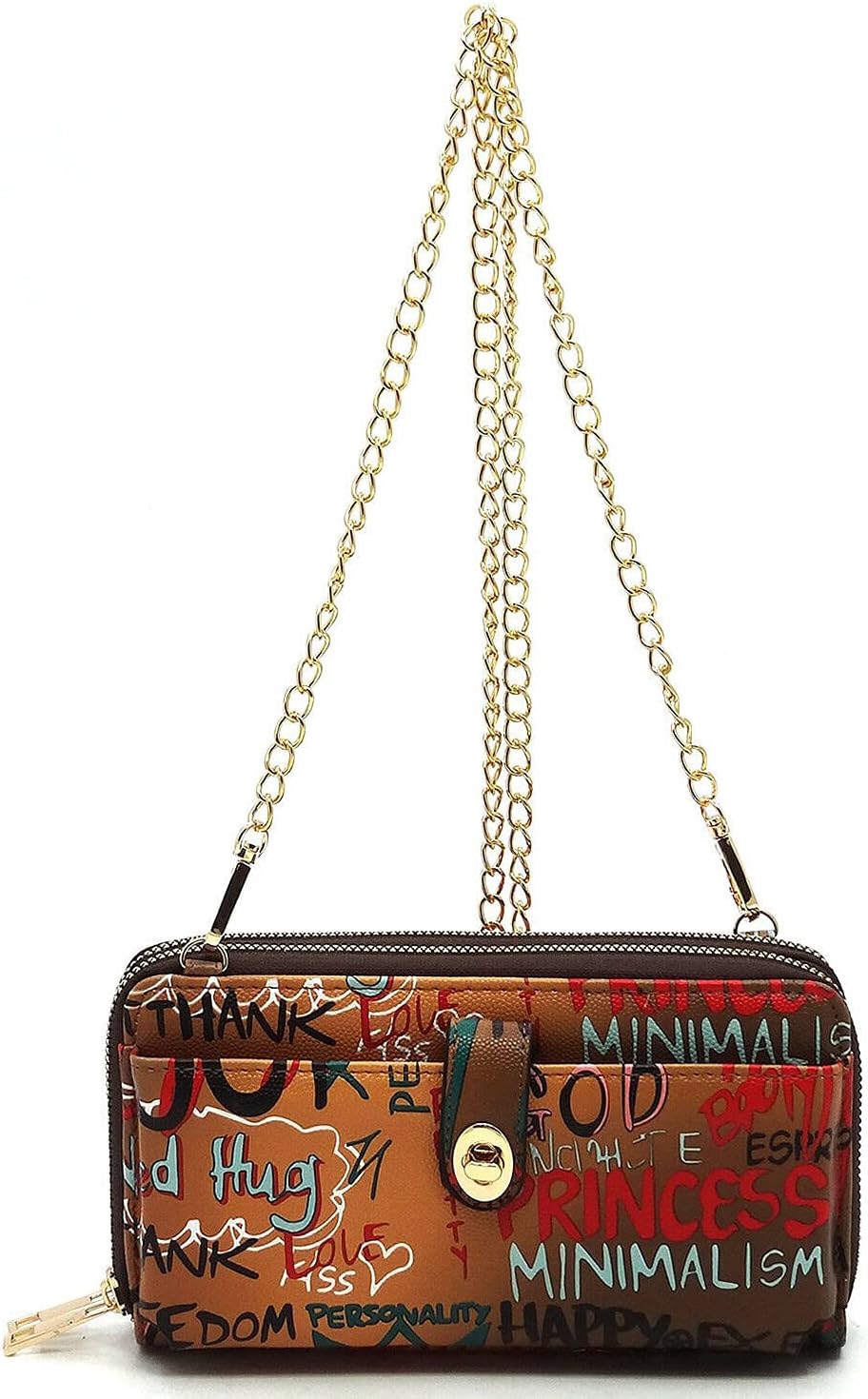 Multicolor Graffiti Printed Cell Phone Purse Wallet Smartphone Crossbody Wallet Travel Multifunction Phone Case Wristlet