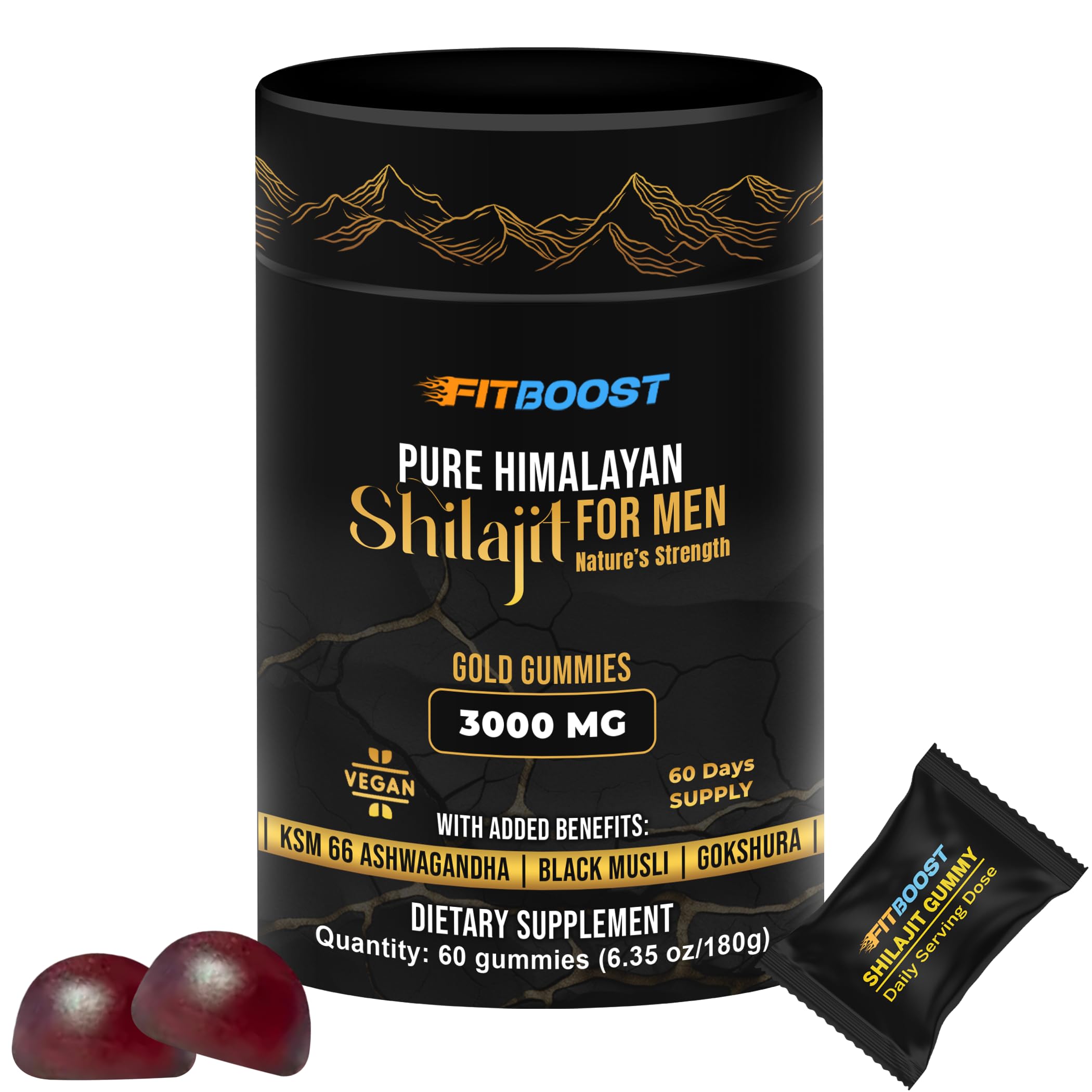 Pure Himalayan Shilajit Gummies for Men 60Day Supply Fulvic Acid 85+Mineral
