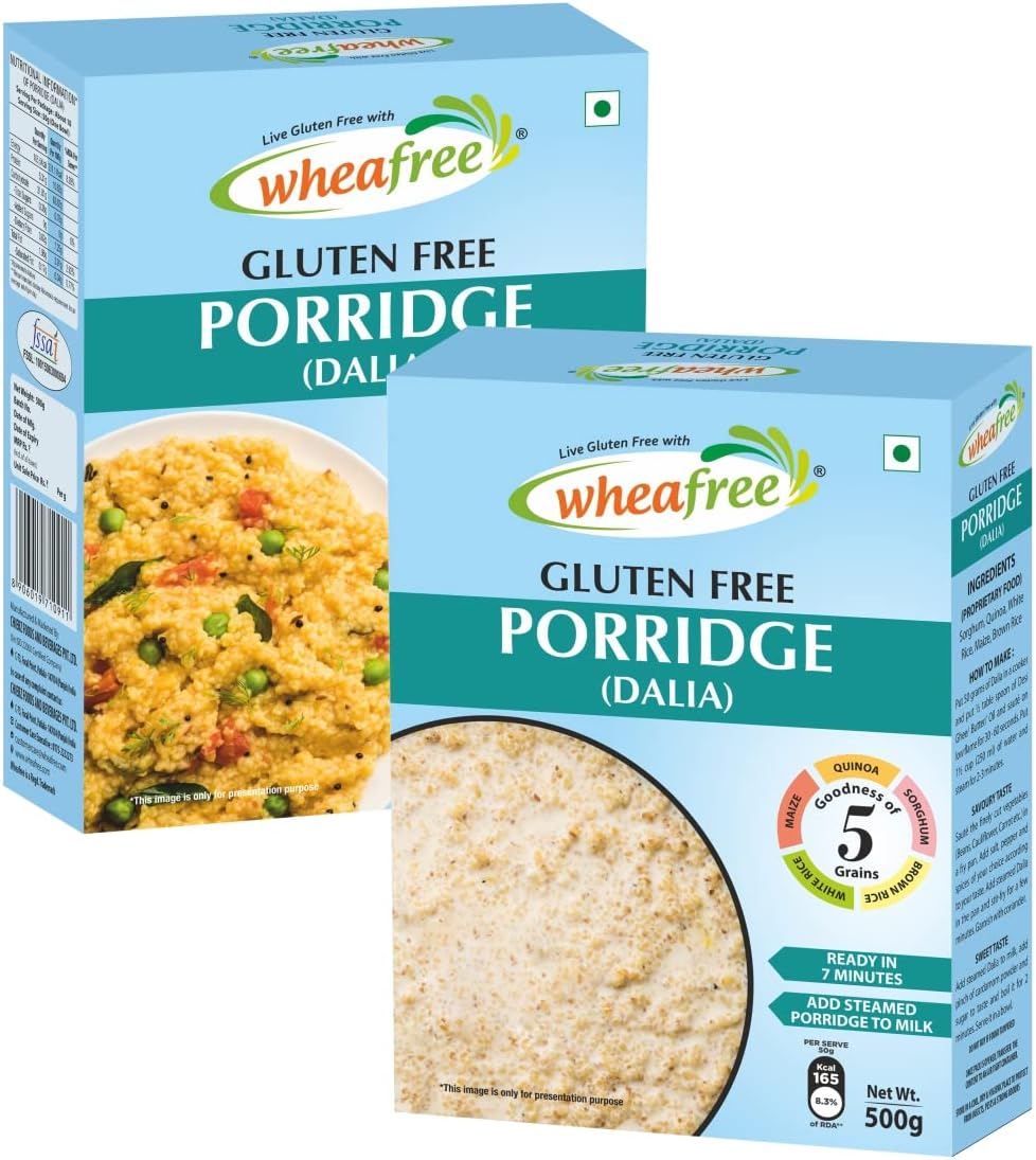 Wheafree Gluten Free Porridge/Dalia (Pack of 2-500gm Each) | Now with The Goodness of Quinoa