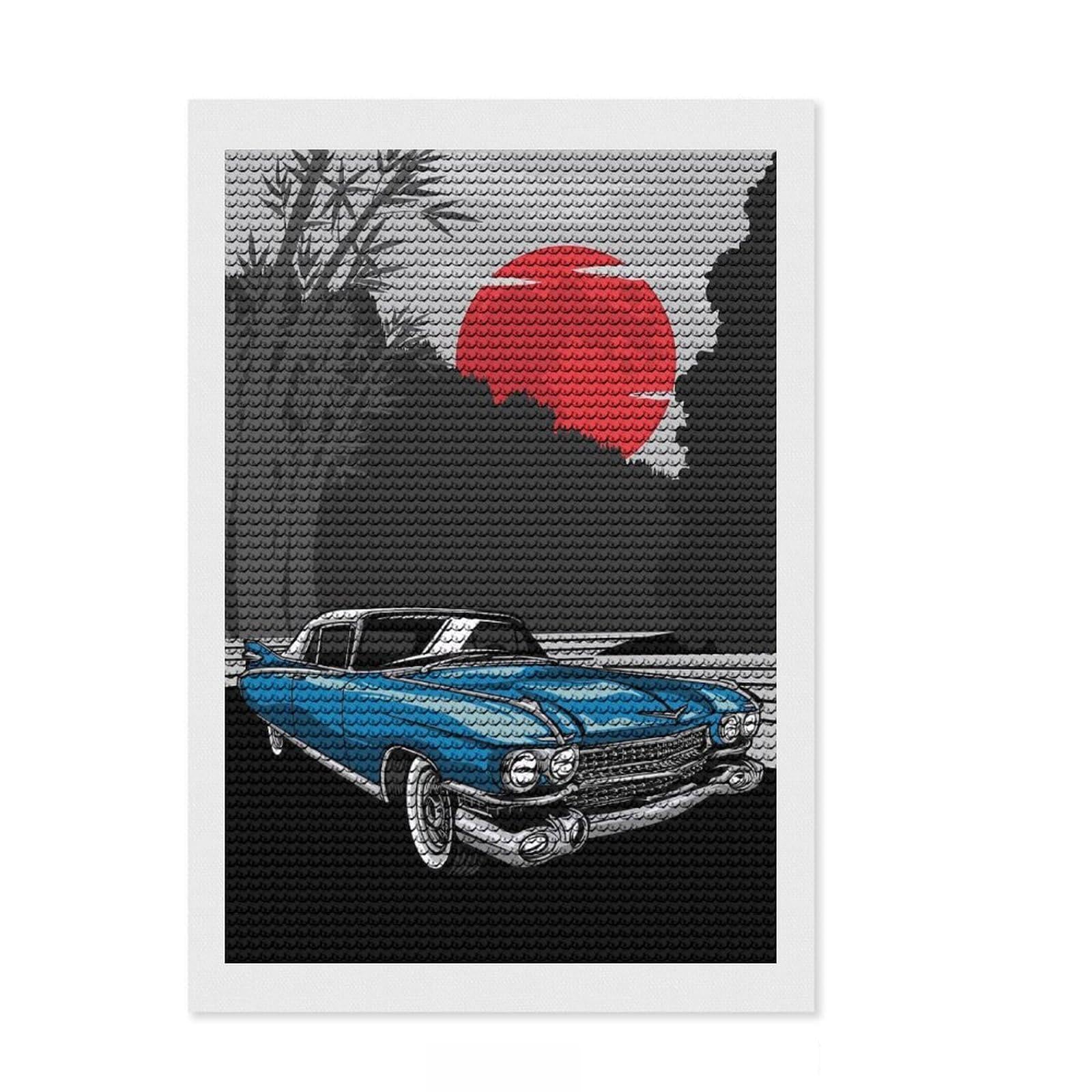 Junmoney Vintage Car Diamond Painting Kit 8"x12", Bedroom Decor, Round Gems, Full Kit Included, Relaxing Handmade Project